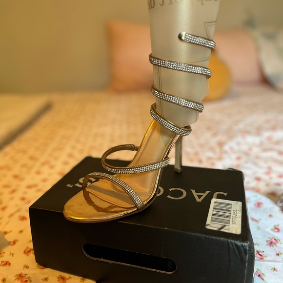 Gorgeous crystal studded wrap-leg heels size 7.5 - Picture 3 of 3